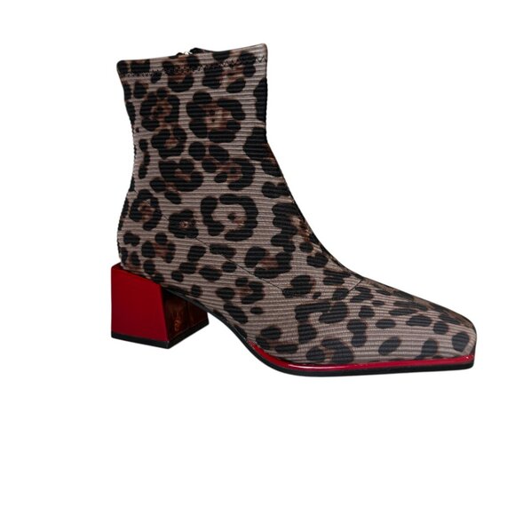 Amazon.com | HOTRA Women Stylish Peep Toe Ankle Boots  Gioseppo Inger Leopard Sock Ankle Boots Red Block Heel Size 7.5 NIB